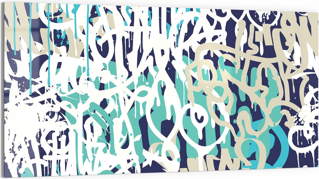 DEQORI Glasbild Echtglas 100x50 cm 'Kalligrafie Chaos' Wandbild Bild modern Deko