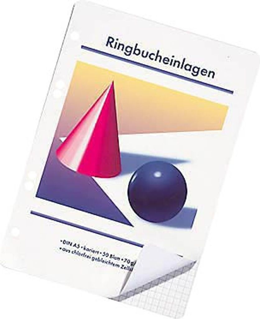 Ringbucheinlagen Kugel und Kegel A5 kariert, 50 Blätter, 10 Satz