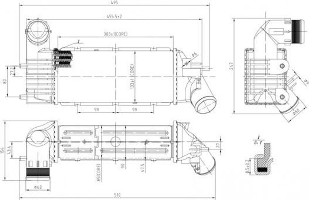HART 644 161 Turboladerkühler OE 0384J8 kompatibel mit 607