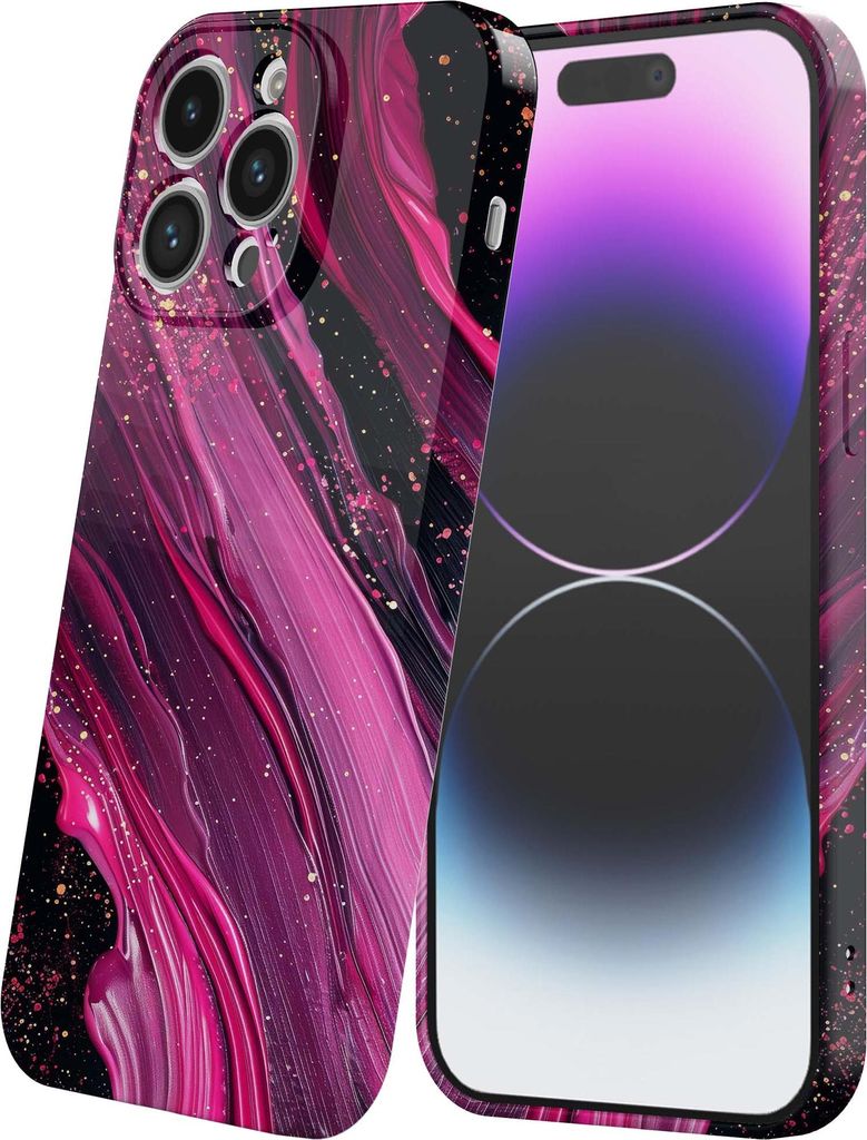 Smartphonica Handyhülle geeignet für iPhone 14 Pro Max mit lila rosa Marmor Print - Flexible Softcase TPU - Backcover Case lila rosa Marmor Design