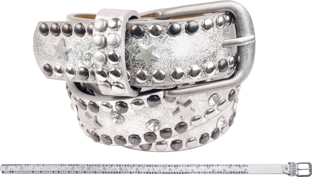 Gürtel Nieten & Stern weiß 80 cm - bb-Klostermann 22525 - Kindergürtel