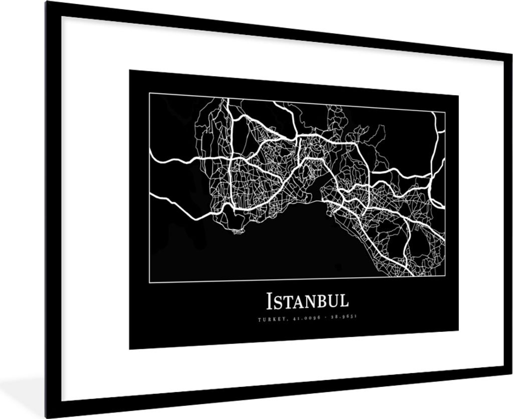 MuchoWow® Gerahmtes Poster Stadtplan - Istanbul - Karte Produktbild 