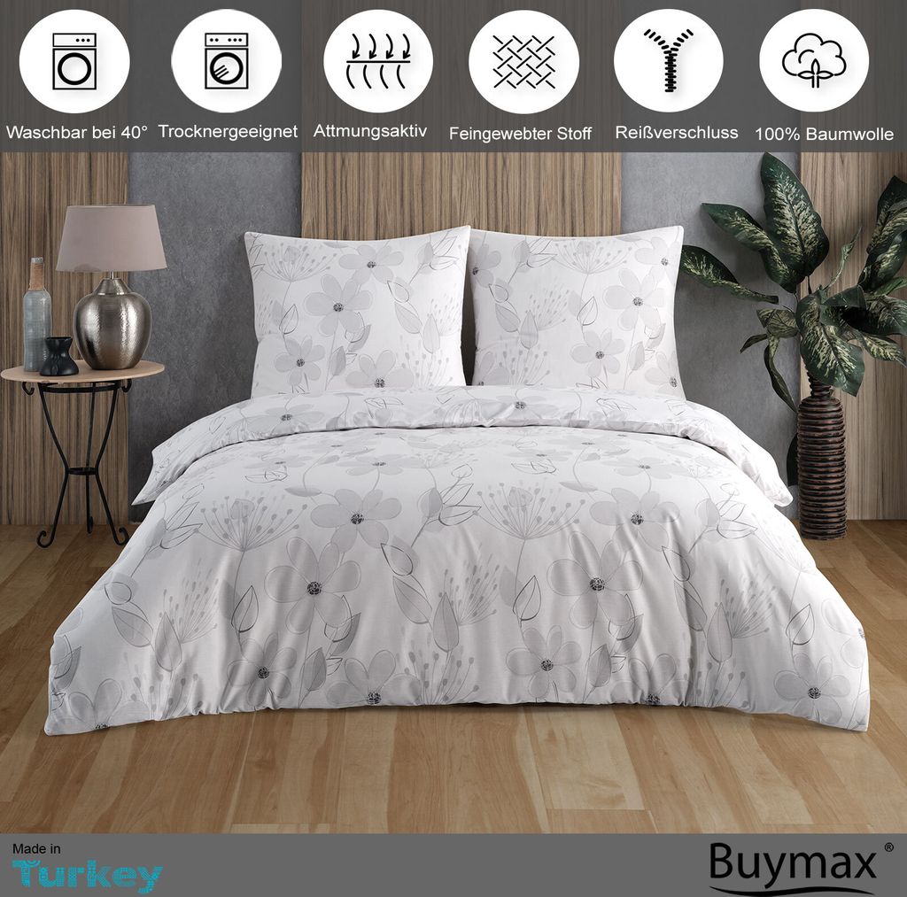 Buymax® Bettwäsche Bettbezug 200x200 cm, Kopfkissenbezug