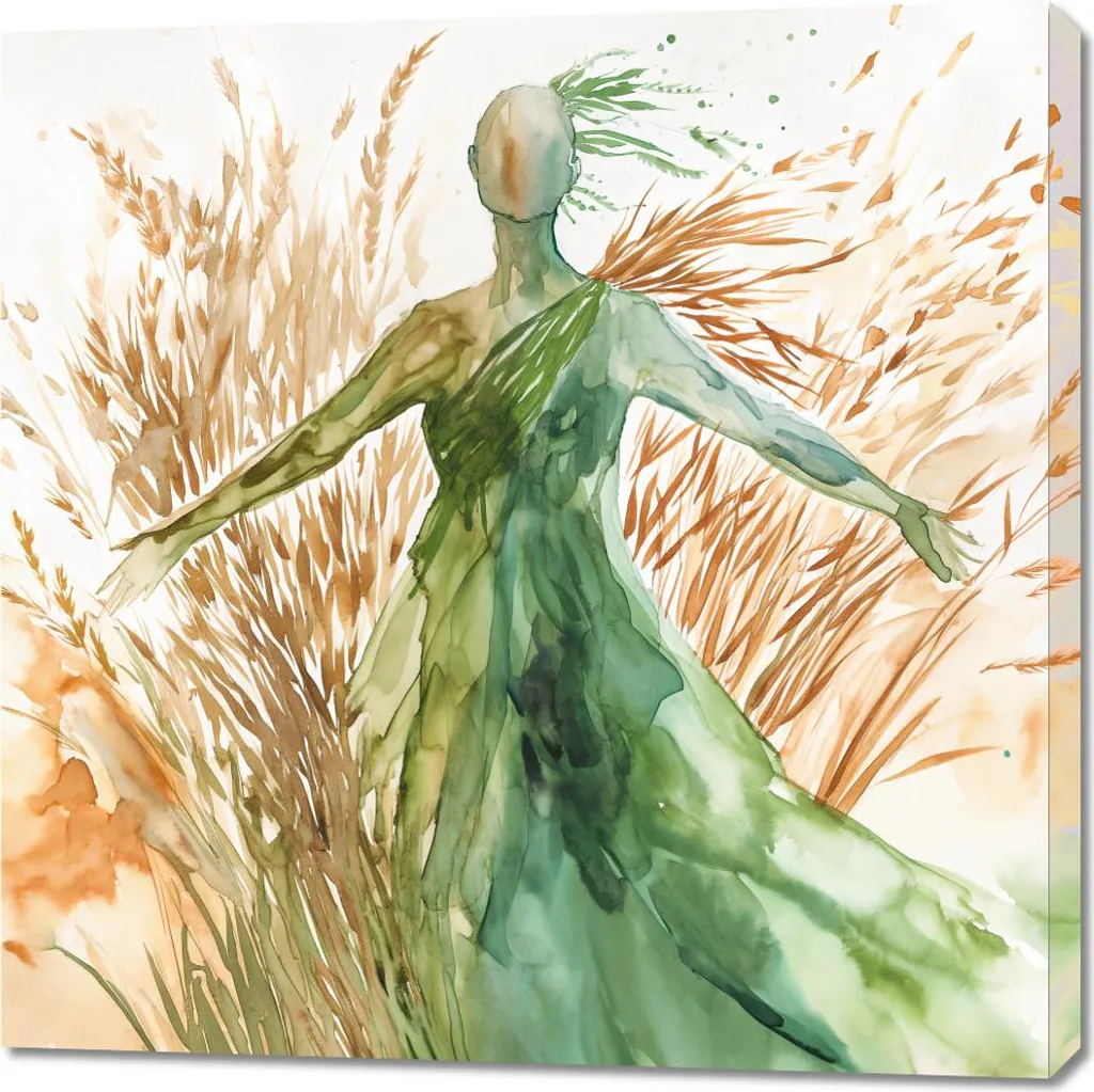 Tableau 90x90 cm Silhouette en paille naturelle - Décoration Murale Carrée