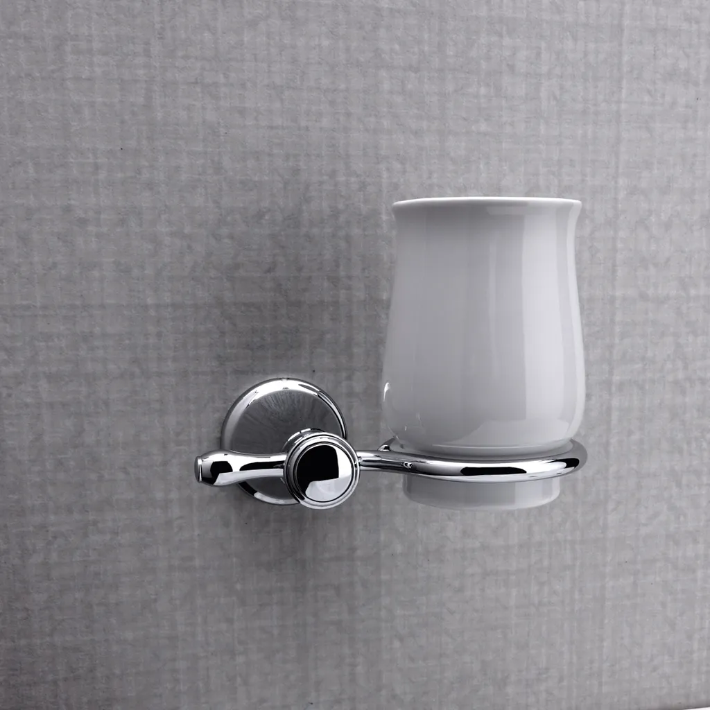 Porte-gobelet design en céramique blanc chrome - Gamme Nimco Lada