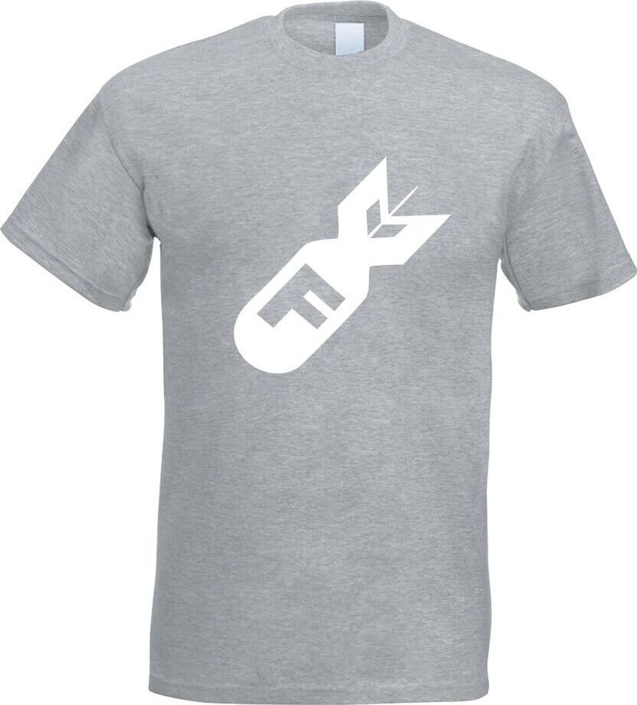 Kiwistar - T-Shirt - Graumeliert - F Bomb Motiv Bedruckt Funshirt Design Print - mit Motiv Bedruckt - Funshirt Design - Sport - Freizeit - Herren - L