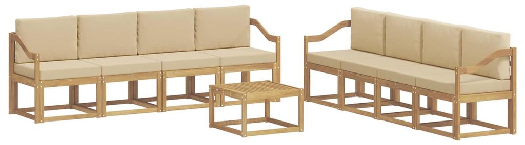 “2026 Modern“ Weiß Outdoor-Sofagarnitur mit Kissen 9 pcs Weiß und Beige - Designermöbel 56350 - Gartensofas