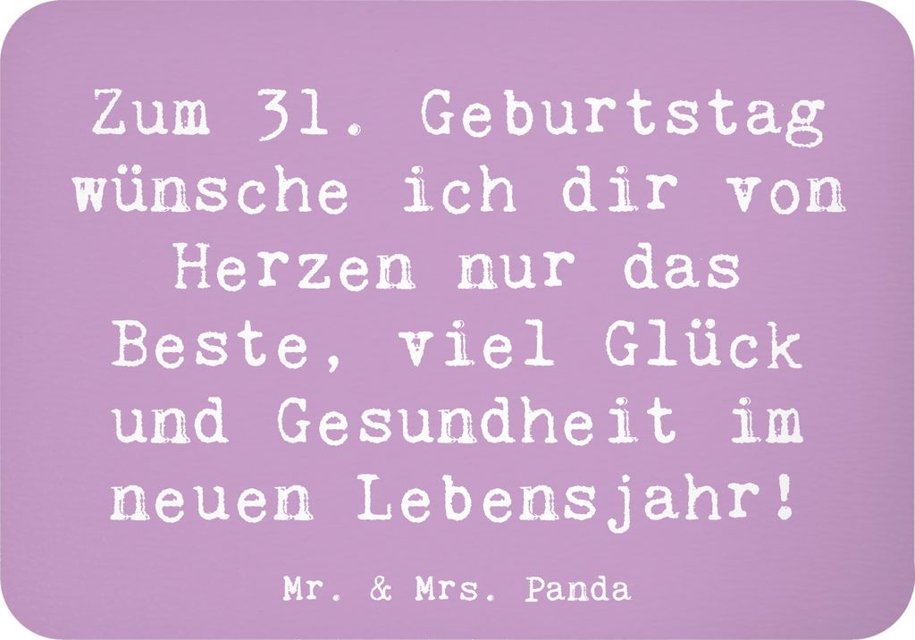 Mr. & Mrs. Panda magnet Spruch 31. Geburtstag Liebe Wünsche - Lavendeltraum - Geschenk, haftmagnet, whiteboardmagnet, neues Lebensjahr, Alter, taf...