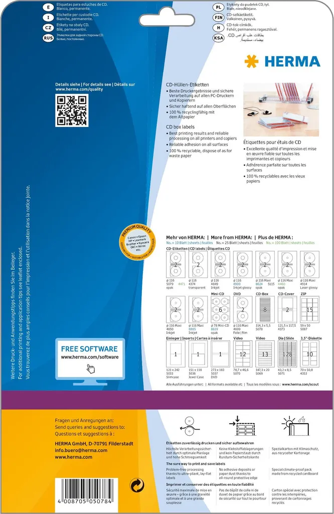 HERMA SPECIAL Etichette per Custodie CD 114,3 x 5,5 mm Bianco - 7