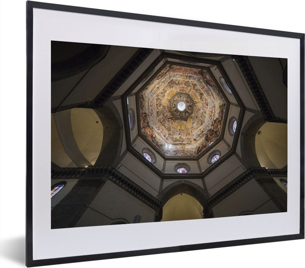MuchoWow MuchoWow Gerahmtes Poster Florenz - Decke - Kathedrale 40x30 cm - Poster mit zchwarzem Bilderrahmen - Bilderrahmen - Poster im Rahmen