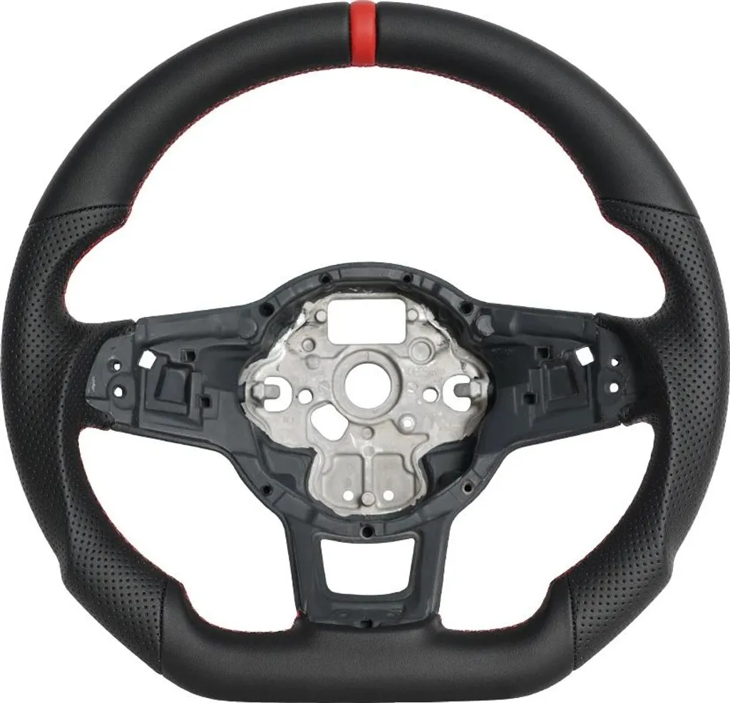 Volant en Cuir Intégral D-Design Sportif - Modèle Universel 38cm Noir