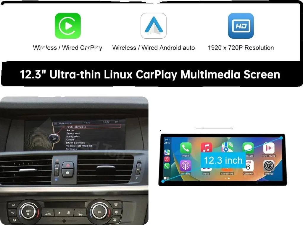 Écran Multimédia 12,3" pour CIC : Solution CarPlay Sans Fil Moderne