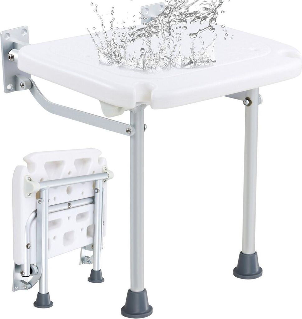 Klappbarer PE-Duschsitz 40 cm x 37 cm Wandmontierte Produktbild 