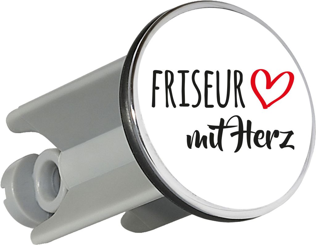 Huuraa Waschbeckenstöpsel Friseur mit Herz 4cm höhenverstellbar Abflussstopfen Geschenkidee