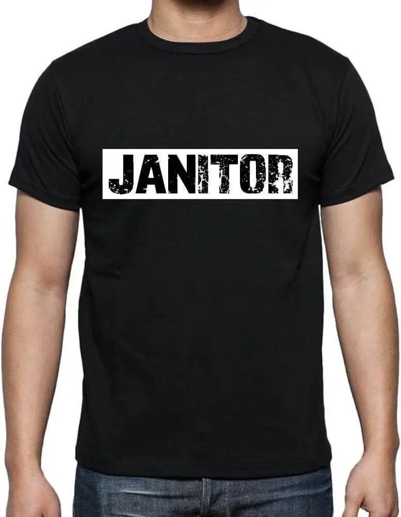 Herren Grafik T-Shirt Beruf Hausmeister – Janitor Occupation – Öko-Verantwortlich Vintage Jahrgang Kurzarm Lustige Druck Geburtstag Geschenk Mann