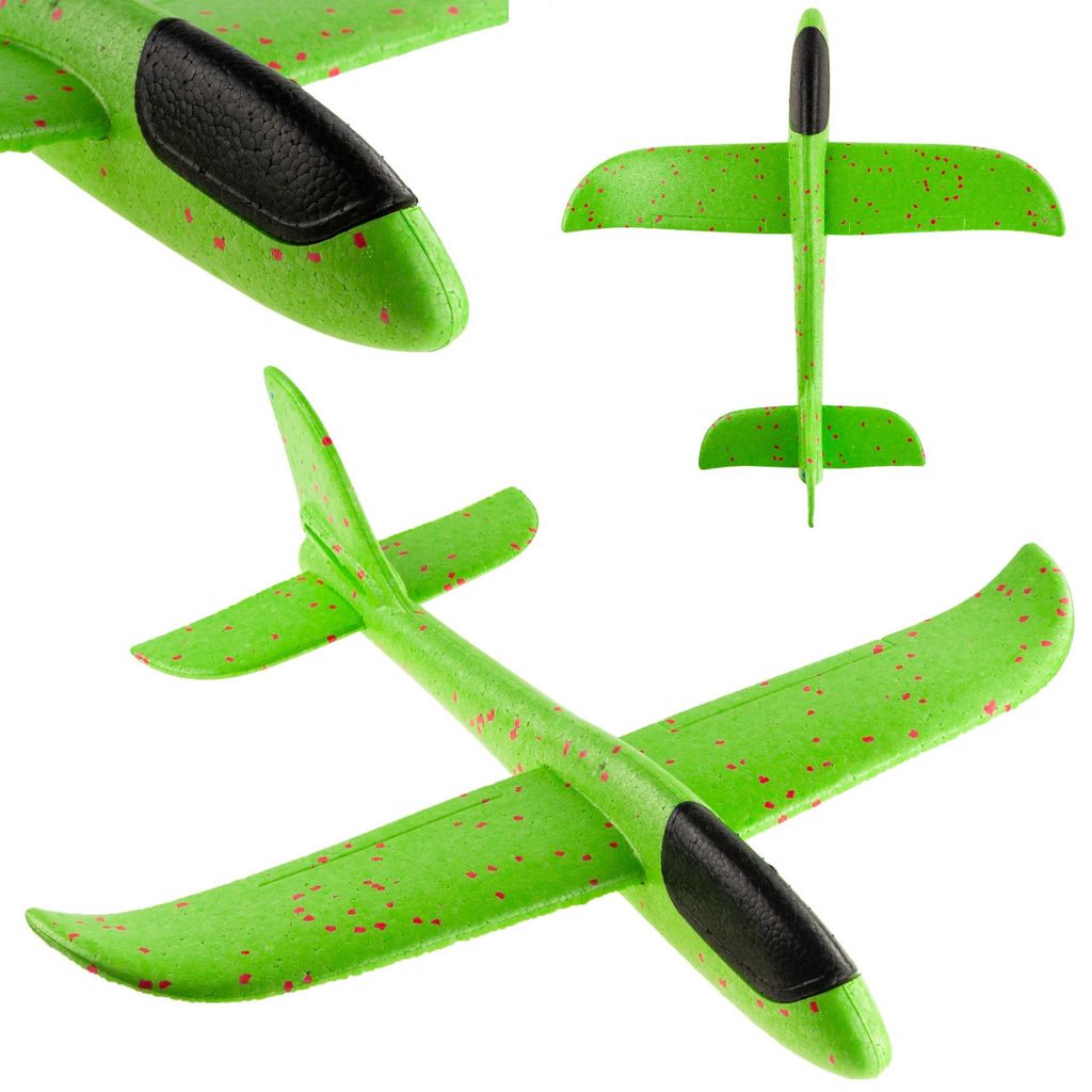 Styropor-Wurfgleiter XXL – Segelflugzeug, Grün (ohne LED) – Produktbild 