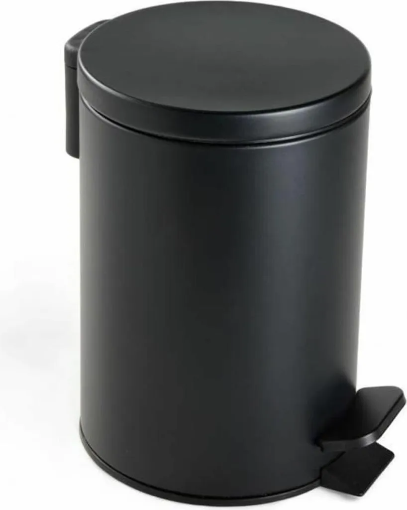 Pattumiera Bagno 3L Metallo Nero OGGI UTILITY 17x25cm Design Moderno