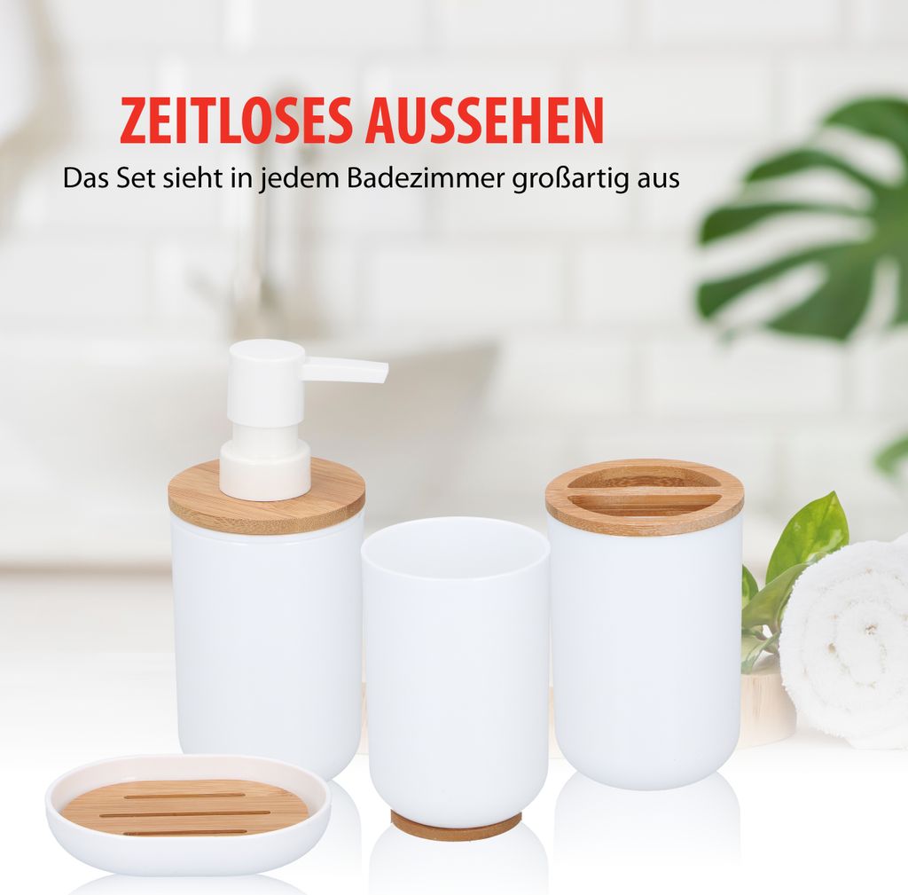 alpina Badezimmer Set 6 Teilig - Bambus Badaccessoires -