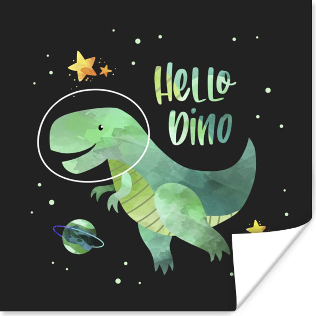 MuchoWow Poster Zitate - Sterne - 'Hallo Dino' - Sprichwörter - Mädchen - Junge - Kinder - Kind 75x75 cm - Wand Dekoration