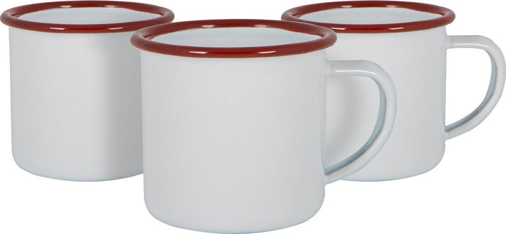 Argon Ta Weiße Emaille-Espressotassen - Stahl Outdoor-Camping-Tee-Kaffeetasse - 130ml - Rot - Packung mit 6