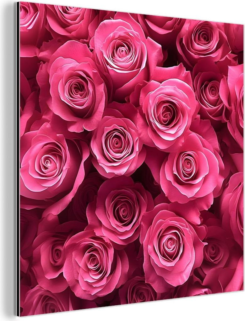 MuchoWow Wanddekoration Metall Metallbild Wandkunst 20x20 cm Rosen - Rosa - Blume MuchoWow Aluminium Gemälde - Alu Dibond Bilder