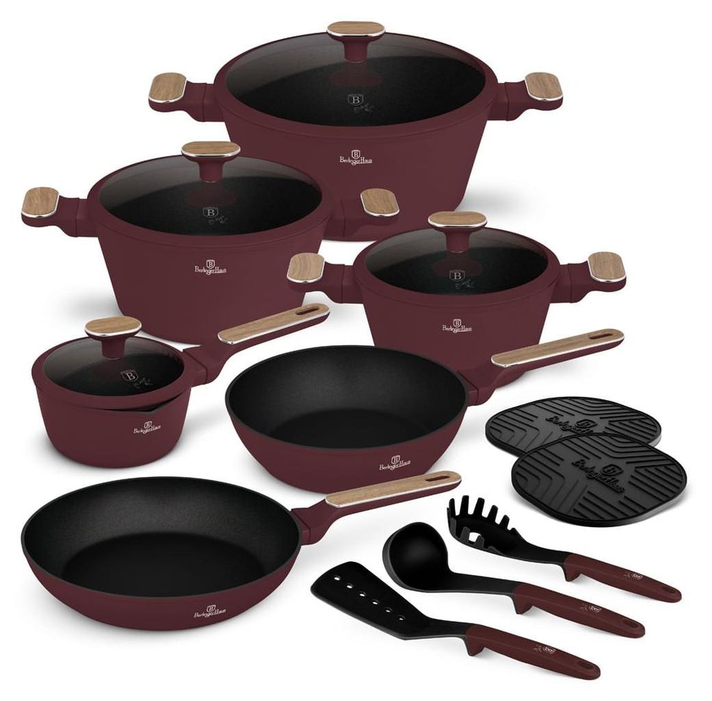 BerlingerHaus Pannenset Nordic Mat Bordeaux 11-Delig - Productafbeelding 