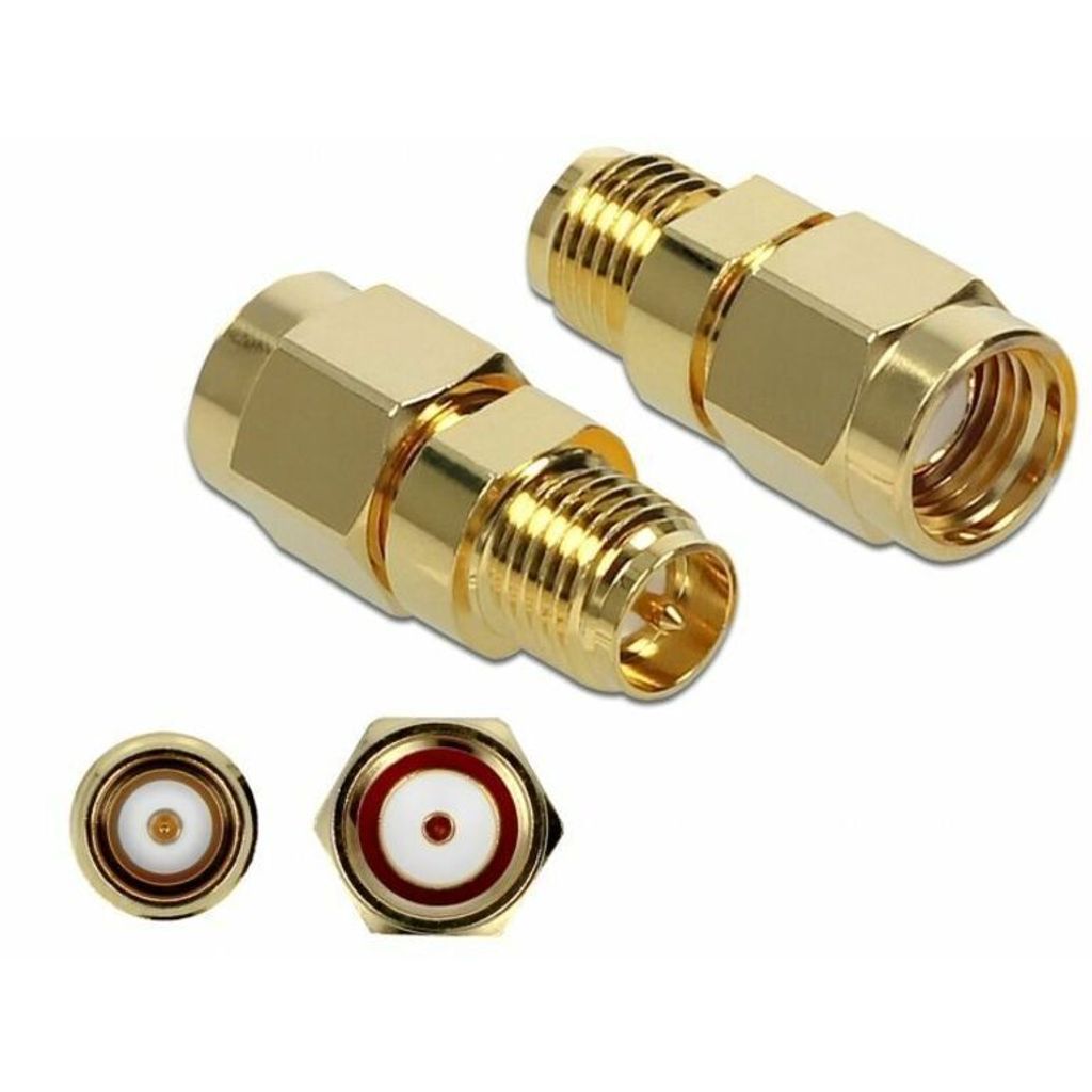 Adapter RP-SMA Stecker zu RP-SMA Buchse 10 GHz, vergoldet