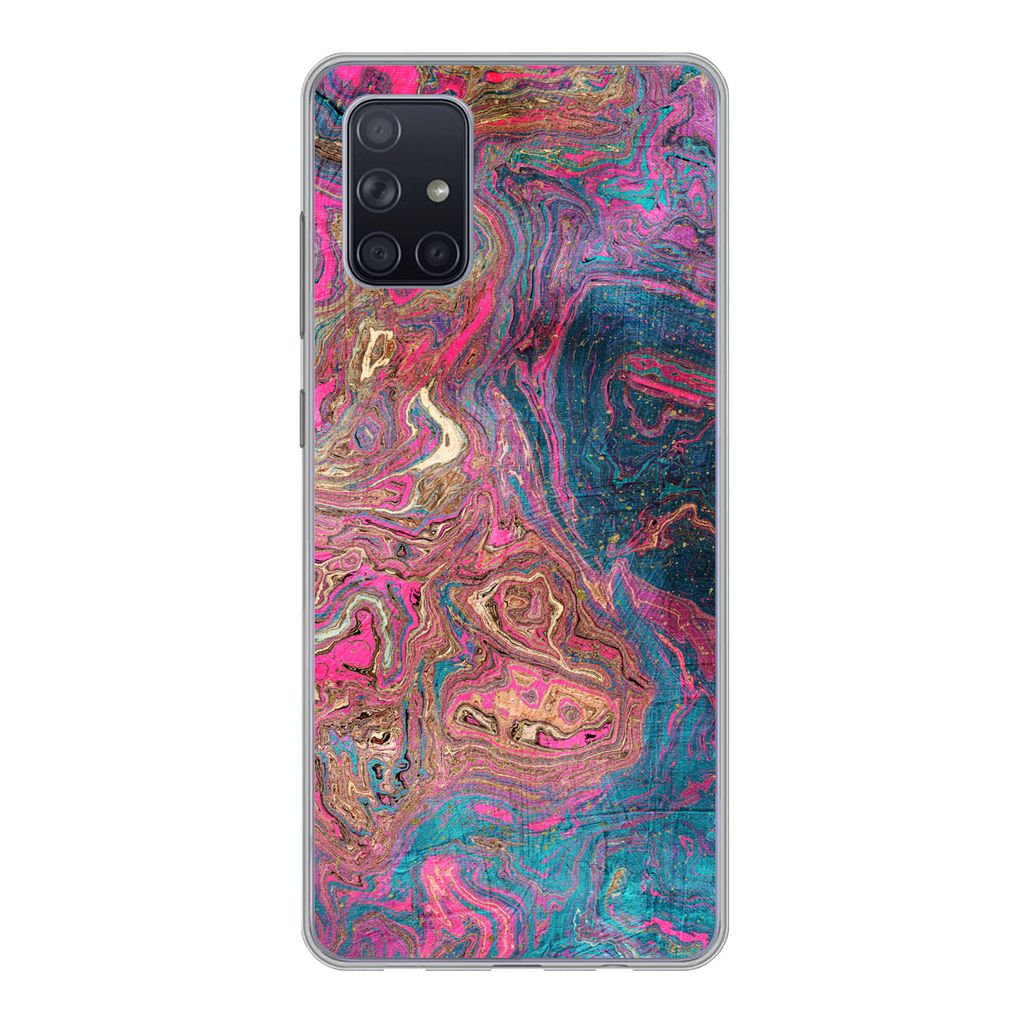 MuchoWow Handyhülle Schutzhülle Hülle für Samsung Galaxy A51 Marmor - Farbe - Gussformen Silikon Softcase Handy Hülle - Schutzabdeckung