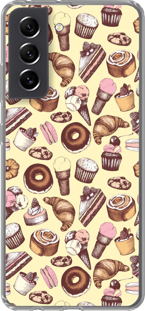 MuchoWow Handyhülle Schutzhülle Hülle für Telefoonhoesje Samsung Galaxy S21 FE Mädchen - Essen - Kuchen - Muster - Mädchen - Kinder - Mädc...