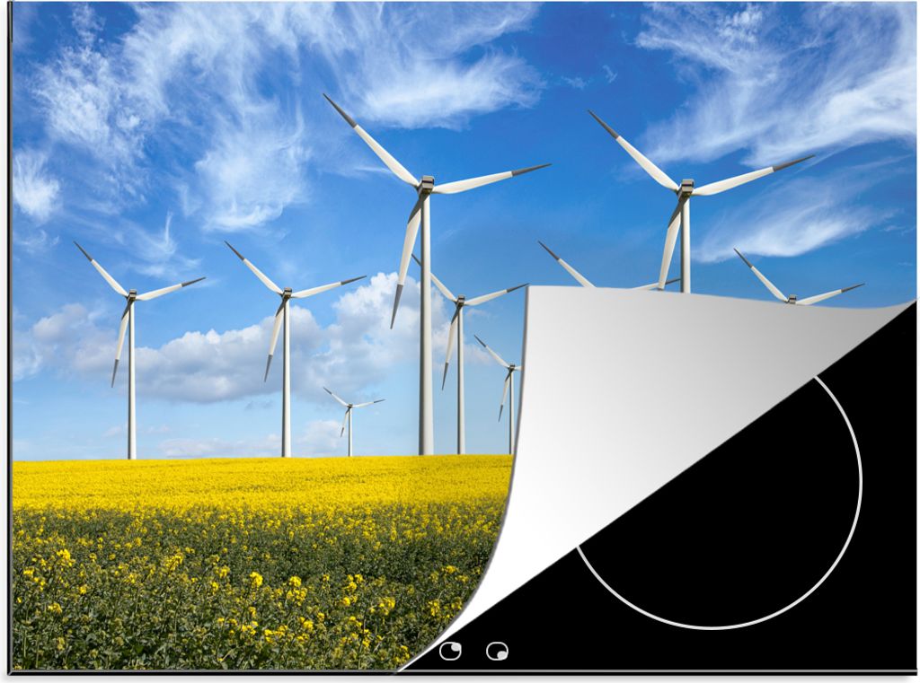 KitchenYeah Herdabdeckplatte Diese Windmühlen stehen auf dem Lande in den Niederlanden , 59x52cm, Küche Deko, Glaskeramikfeld Herdabdeckung, Ab...