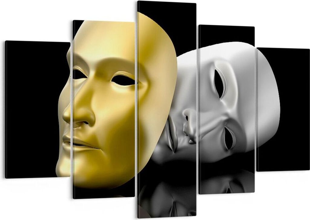 Bild auf Leinwand - Leinwandbild - Maske Theater Bühne Schauspieler - 150x100cm - Wand Bild - Wanddeko - Leinwanddruck - Bilder - Kunstdruck - Lei...