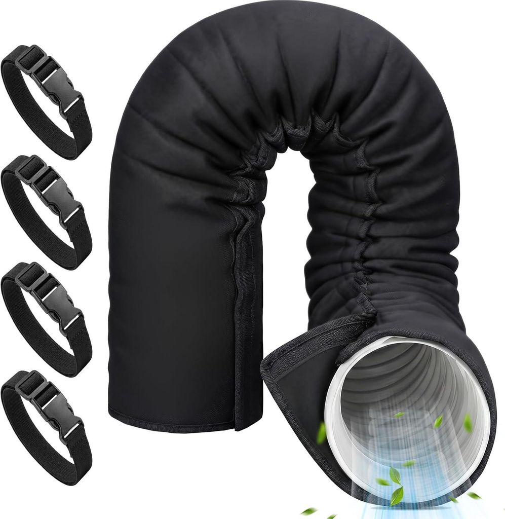 Abluftschlauch Isolierung 150 cm, flexibel, hitze- & UV-beständig, mit 4 verstellbaren Klettbändern, passend für mobile Klimaanlagen 5–5,9 Zoll