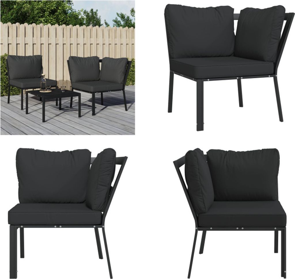 vidaXL Gartenstuhl mit Grauen Kissen 76x76x79 cm Stahl - Gartenstuhl - Gartenstühle - Außenstuhl - Terrassenstuhl