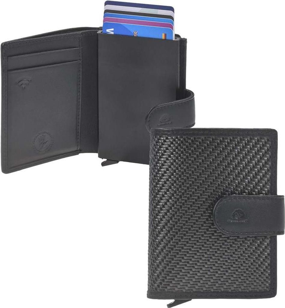 Greenburry Kartenetui Carbon Leder Card-Slider Minibörse Produktbild 