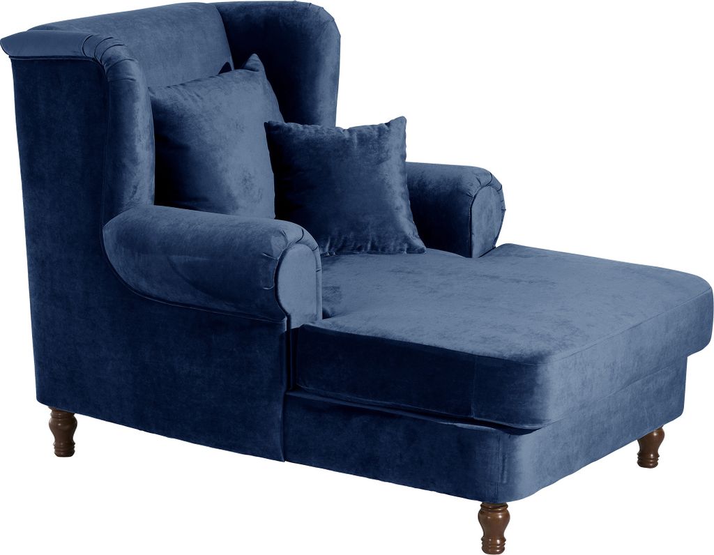 Max Winzer Big-Sessel inkl. 2x Zierkissen 55x55cm + 40x40cm Mareille - Samtvelours dunkelblau - Maße: 103 x 149 x 103 cm