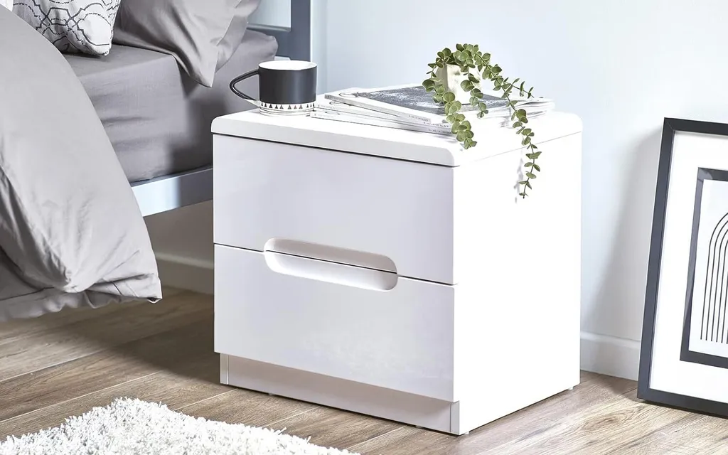 Table de Nuit Blanche Moderne 2 Tiroirs pour Chambre d'Adulte