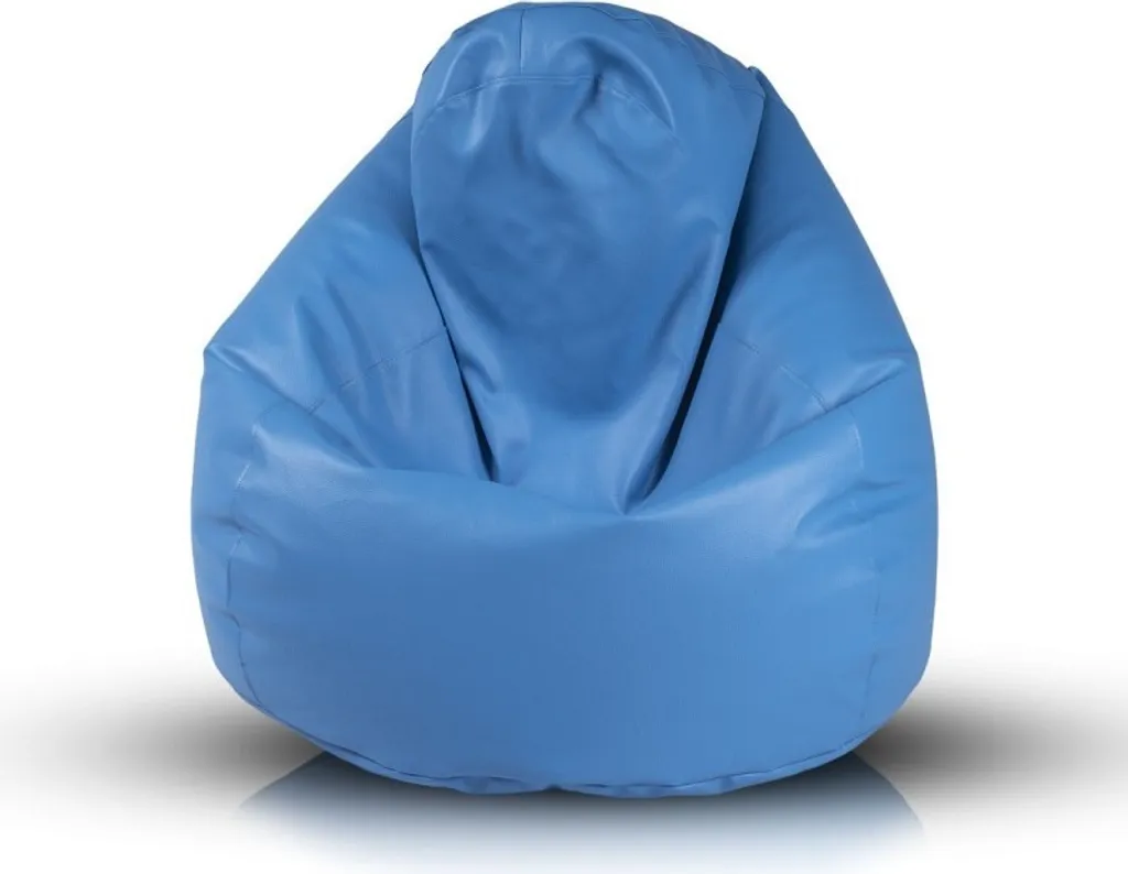 Pouf poire géant bleu 125x95 cm - Coussin de sol XL pour salon design