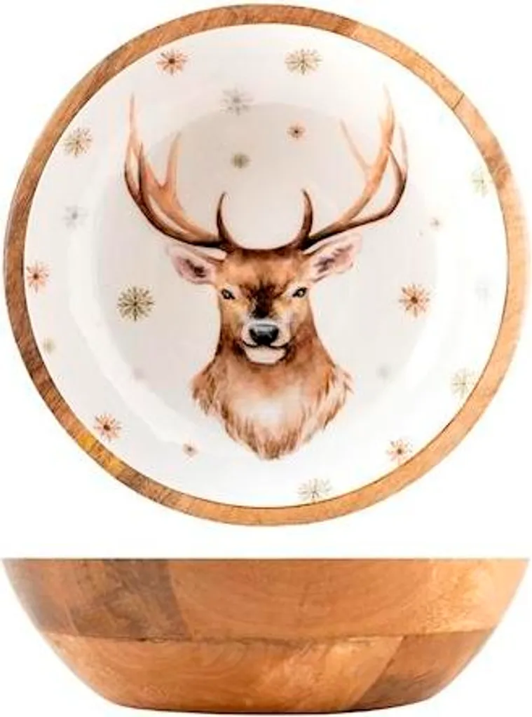 Ciotola Natalizia 25cm in Legno di Mango - Design Noel Assortito Meking