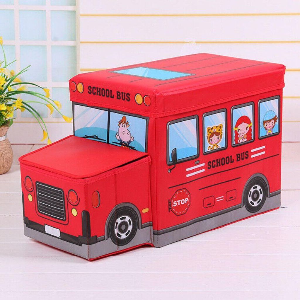 RHP Sitzbox Kinder, Staubox m. Deckel, faltbar 50L Rot Schulbus