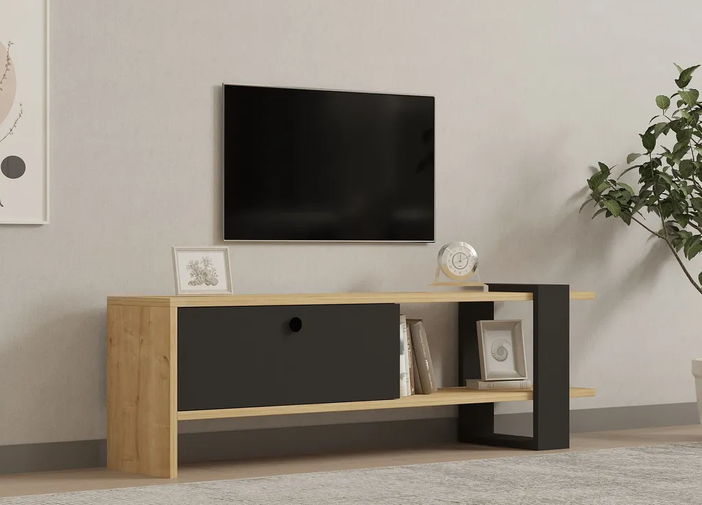Tavolino TV Skye Decor Yonca Antracite 120cm - Eleganza Minimal