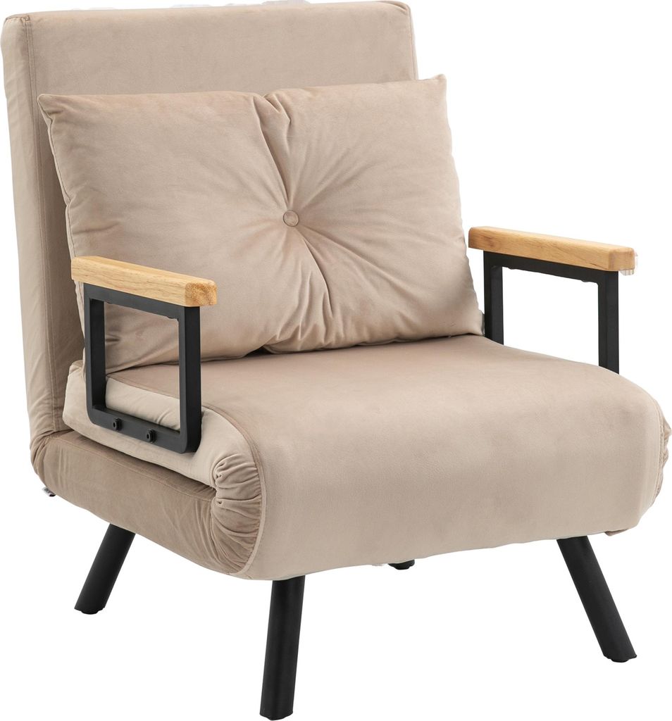 Relaxsessel im Skandidesign, Liegesessel, Lesesessel. ink. Kissen mit Knopfhefung, Schwarz + Natur