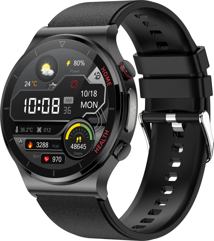 Tensiomètre Portable au Poignet E300 Smart Watch avec Bracelet Cuir