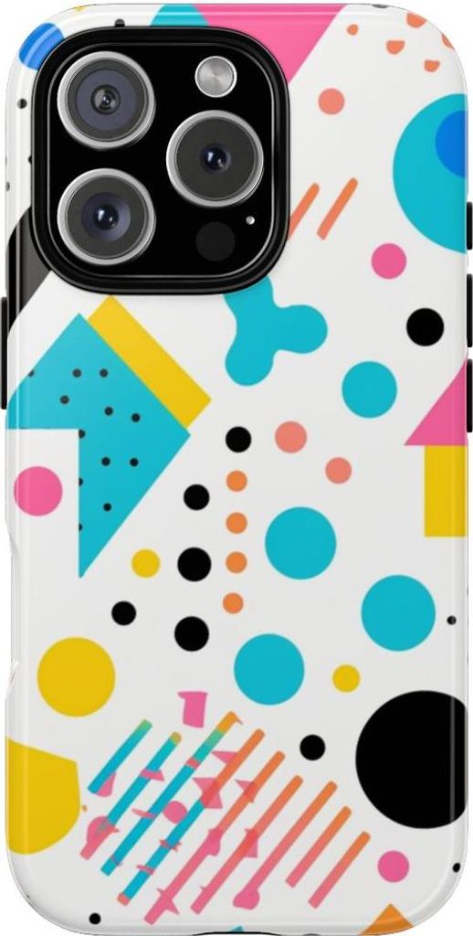 Buntes Memphis-Design mit geometrischem Muster – Hülle Kompatibel mit iPhone 16 Pro