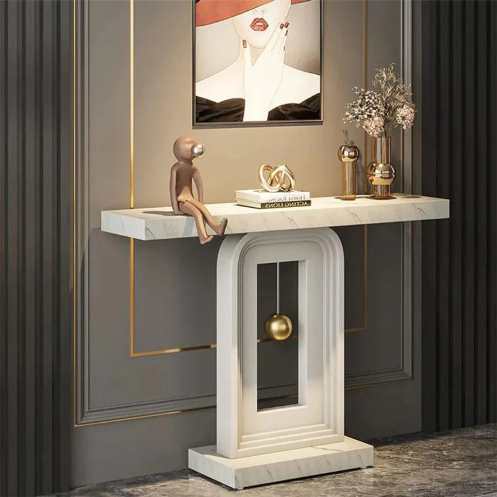Petite table d'appoint design blanc mat format compact 29,4 x 94,4 cm - 3