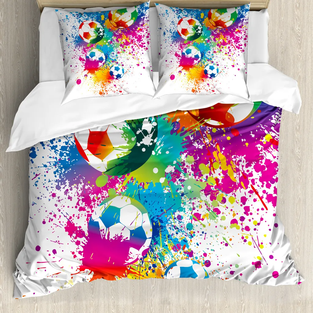 Set Letto Bambini Calcio ABAKUHAUS 155x220 cm Anallergico Colorato