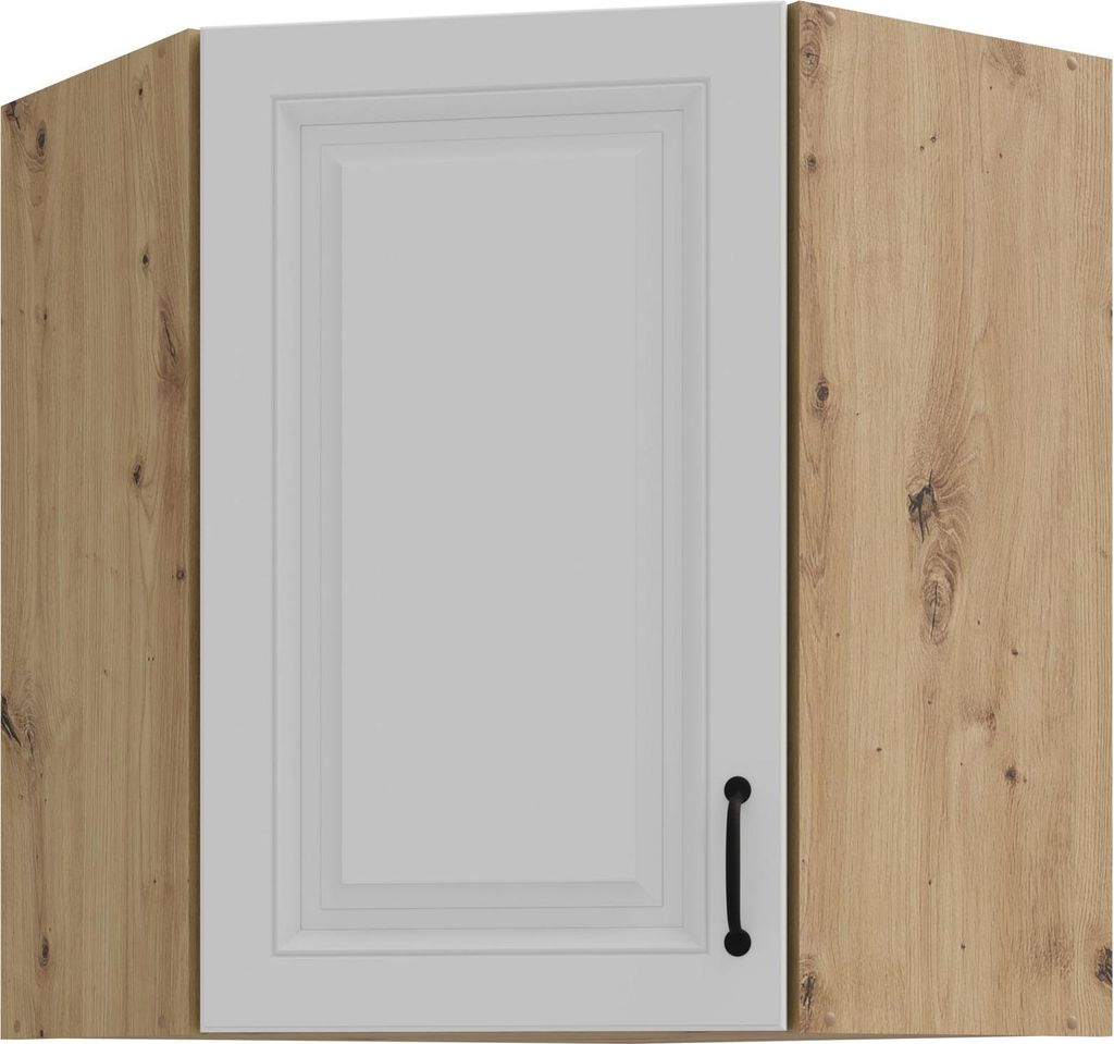 Eckhängeschrank 60x60 cm Stilo Weiss Eiche Artisan Produktbild 