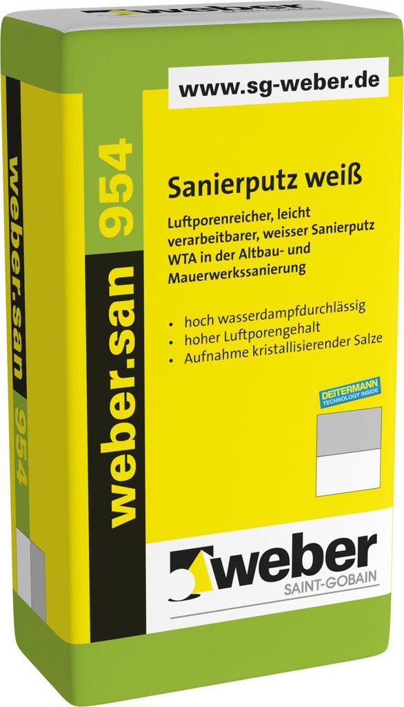 A product package for weber.san 954 Sanierputz.