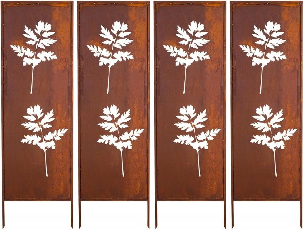 Sichtschutz Metal 4x - 160 x 50 cm - Edelrost - Rostoptik Sichtschutz für Garten - Sichtschutzelement - Sichtschutzwand - Gartendekoration Zaun Rost