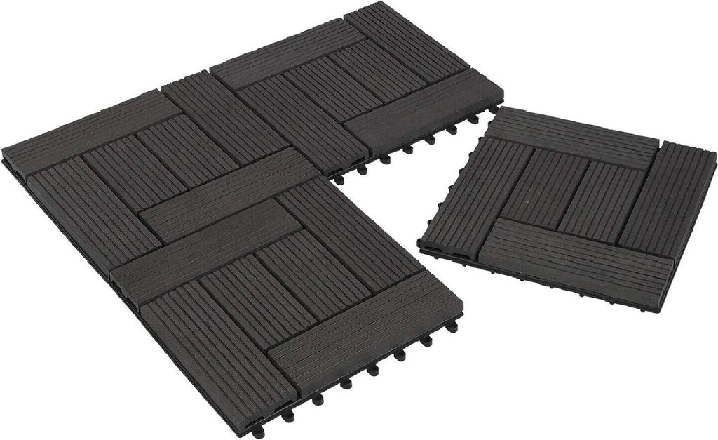 EUGAD 22 Stück WPC Fliesen Terrassenfliesen Zuschneidbar, mit Stecksystem,2m², Anthrazit