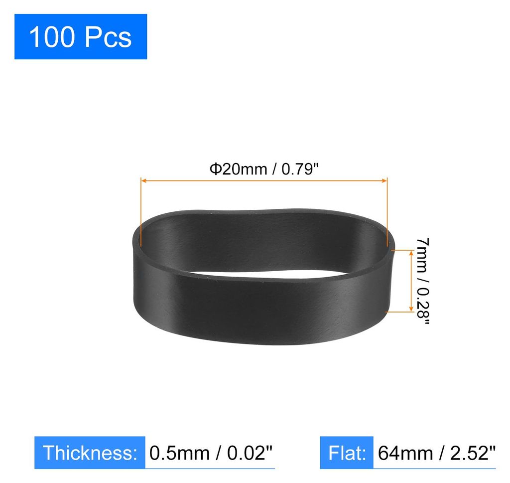 100 Stš¹ck Gummib?nder, 20x7mm Gummib?nder Ringe Kabelbinder Starke Elastische B?nder Rutschfest fš¹r Kabelumwicklung Taschenverpackungen, Schwarz